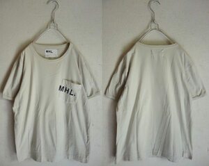 MHL. Margaret Howell *PRINTED JERSEYLOGO T-shirt M beige made in Japan *596-616525