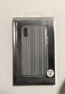 Ｍ28: iphoneケース 新品 UNiCASE 送料込　MONOCHROME CASE for iPhoneXS/X (Thin Stripe White)