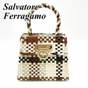 [ rare ] Ferragamo gun chi-ni handbag multicolor compilation included Vintage 