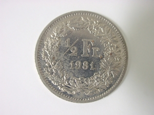 スイス連邦 1/2France 1/2フラン 硬貨・コイン 53