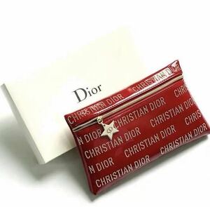 新品未使用★ディオール　Dior ノベルティー　ポーチ　化粧ポーチ　コスメポーチ　プレゼント　ギフト　CDロゴ　ラッキー星 レッド　。。