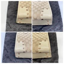 1円 【極美品】 GUCCI グッチ トートバッグ GGキャンバス スタッズ レザー 肩掛け ワンショルダー ブラウン 茶色 アイボリー ハンドバッグ _画像7