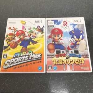 【匿名-送料無料】マリオスポーツミックスとマリオ&ソニック AT 北京オリンピックまとめ売り wii 【3318】