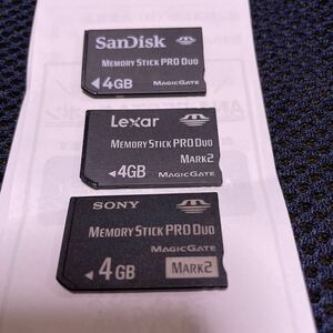 4GB 3枚 Memory Stick PRO DUO PSP SONY SanDisc Lexar メモリースティック 12GB