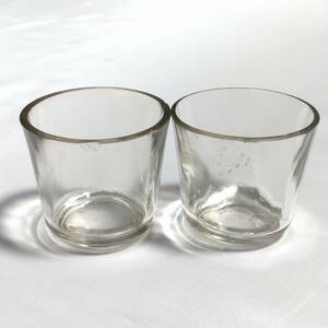 ショットグラス 2個 古硝子 気泡硝子 小型グラス 酒器 ぐい飲み 昭和レトロ 口径約4.8cm 高さ約約4.2cm 【3138】