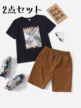 【新品未使用】120サイズ　2点セット　 グラフィック Tシャツ＆ショートパンツ　　 男の子　パーカー　Tシャツ　ハーフパンツ　ズボン_画像1