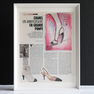 CHANEL シャネル 2007年 Karl Lagerfeld カールラガーフェルド イラスト フランス ヴィンテージ 広告 額装品 / 靴 アートフレーム ポスター