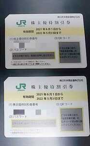 JR東日本 株主優待割引券 2枚　コード通知のみ　2022年5月31日迄有効