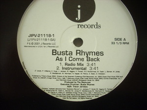 ■12インチ BUSTA RHYMES バスタ・ライムス / AS I COME BACK アズ・アイ・カム・バック US盤 J RECORDS J1PV-211181-1 ◇r40405