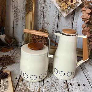 } Vintage unused *Martion Marcia n* woody thermos bottle pot 1L& ice pail 1.3L* Vintage * retro * antique * Northern Europe * old tool 