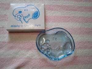  unused goods * mistake do Snoopy glass plate blue *2013 year * Mister Donut 