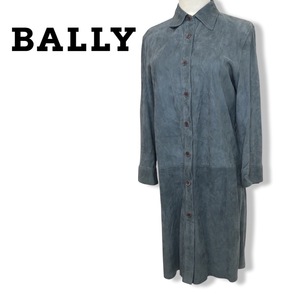 ★BALLY バリー★スエード レザー 本革 ワンピース グレー系 シャツ ワンピース size 44 管:C:05