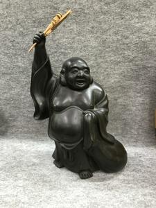 骨董品 布袋尊 像 置物 ほてい 約4.2ｋｇ オブジェ 七福神 アンティーク 金属 山形衛生部准士官下士團 昭和2年4月 縁起物 釈契此 ★