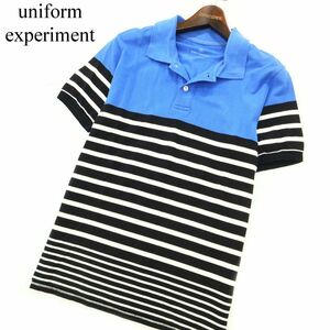 uniform experiment ユニフォームエクスペリメント EASY SHORTS★ ボーダー 半袖 鹿の子 ポロシャツ Sz.1　メンズ 日本製　A2T05179_5#A