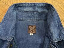 ＊桃太郎ジーンズ MOMOTARO JEANS ユニオンチケット インディゴ 濃紺 半袖 ボタンシャツ トップス ワークシャツ 日本製 38　　　　BJBB.E_画像4