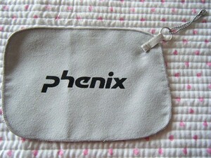 フェニックス　phenix　オリジナルクリーニングクロス・レンズクリーナークロス　グレー系　キーリング附属　「phenix」ロゴプリントあり