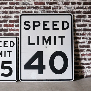 SPEED LIMIT 40 看板 アメリカ 道路標識 ヴィンテージ 白 ロードサイン インダストリアル カリフォルニア ブルックリン 速度制限