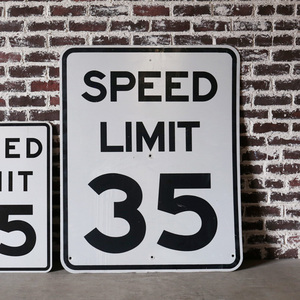 SPEED LIMIT 35 看板 アメリカ 道路標識 ヴィンテージ 白 ロードサイン インダストリアル カリフォルニア ブルックリン 速度制限