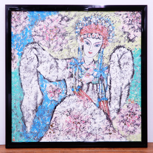 Art hand Auction ♯◎ Chinese art, Peking opera, large, hand-painted, Japanese painting, paper, Xia Jian's seal, Xia Yume's work, signature, framed, painting size approx. 98.5cm, frame size approx. 107cm, female painting, portrait painting [frame replacement required], Painting, Japanese painting, person, Bodhisattva