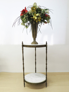 ** antique! marble made shelves bronze mine timbering stand for flower vase decoration pcs height 56cm telephone stand 