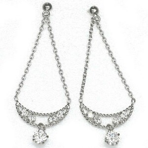 [ new goods ]10 gold /k10/ white gold / Cubic Zirconia / swing earrings 