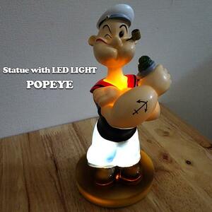 LEDライト ポパイ 置物 ネオン インテリア ヴィンテージ Statue with LED LIGHT アメリカン POPEYE 光る 雑貨 かわいい 箱付き バー