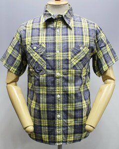 cushman ( Cushman ) CHECK WORK SHIRT / short sleeves check work shirt Lot 25023 beautiful goods yellow size M / mountain poke