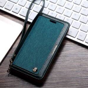 iPhone 13 pro レザーケース iPhone13 pro カバー アイフォン13 プロ ケース 手帳型 カード収納 グリーン