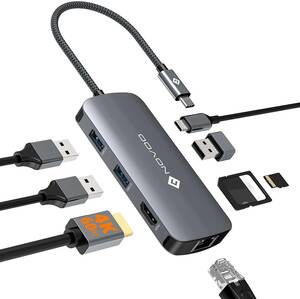 Сеть NOVOO USB-C 8 in 1 Aluminum MULTIPORT HUB [HDMI/3 USB/PD 100W/SD/TF/i-sa сеть ]купить NAYAHOO.RU