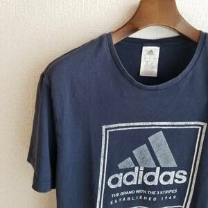 adidas アディダス トップス Tシャツ 無地 プリント ラウンドネック 文字 ロゴ 半袖 メンズ ネイビー サイズL Xmm29