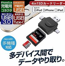 SE-27 SDカードリーダー 4in1外付メモリーカードリーダー iPhone Android Type-C USB 全対応 フラッシュドライブ 容量不足解消_画像3