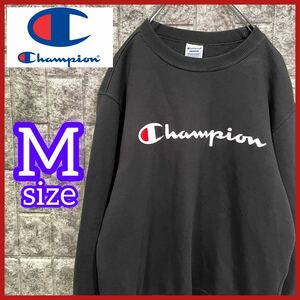 Champion チャンピオン トレーナー スウェット 長袖 ブラック 黒 ビッグロゴ M