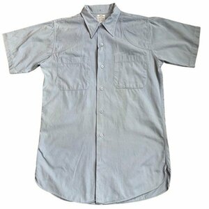 SIMPSON'S Soulette 【men1515H】 50's ポストマンシャツ ワークシャツ ユニオンチケット 郵便 ブルー メンズ S USA製 ヴィンテージ AG