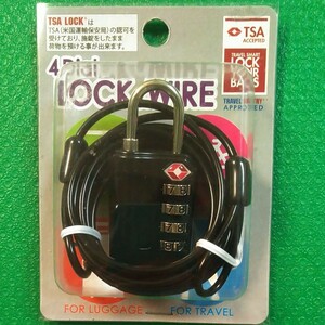 【バンガード 】VANGUARDアメリカ安全運輸局認定 TSA 4ダイヤルロック 鍵 (1.8m ワイヤー 付き) ブラック 