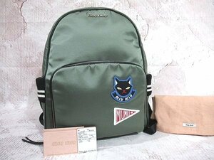 ◆ Super beautiful goods ◆ miumiu Miu Miu ◆ Backpack Rucksack Cat applique logo Nylon tag G card Storage bag Domestic genuine khaki, fruit, Mew Mew, Bag, bag