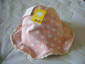 UV-BLOCK UVブロック 帽子 ハット ベビー 子供用 ピンク 新品　40㎝　、。