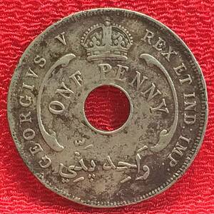 【Eco本舗】英国 西アフリカ 1914 ジョージ5世 1 ペニー アンティーク コイン 硬貨 古銭 銅貨 ニッケル Coin [y-9]