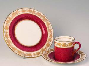  　ウェジウッド　　 DEMI-Cup&Saucer&Plate ・ White hall Ruby (1級品)