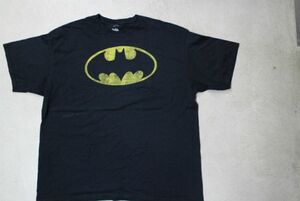 【古着 バットマンロゴプリント半袖Tシャツ黒】BATMAN映画アメコミヒーロ