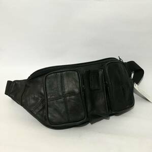 ultimate beautiful goods * original leather waist bag black shoulder bag body bag fine quality good quality 