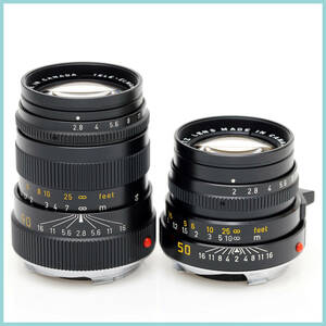 ライカ Leica Summicron f2 50mm と Elmarit F2.8 90mm 70周年記念 2本セット ズミクロン エルマリート Leitz 美品と難あり 　