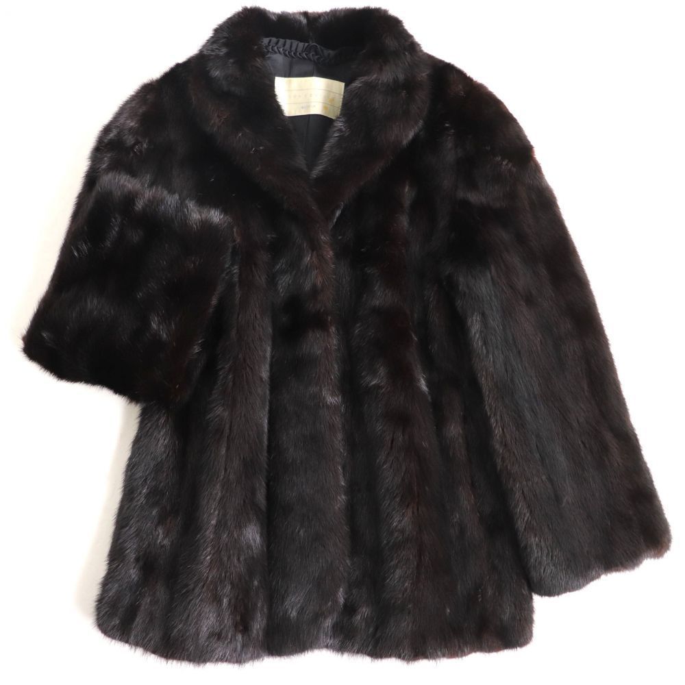 極美品▽MOONBAT MINK ムーンバット ミンク 本毛皮コート ダーク