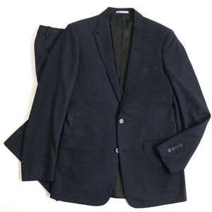 良品▽2016年製 ディオール オム ピークドラペル 織柄 ウール×シルク シングルスーツ ネイビー 46R イタリア製 正規品 メンズ