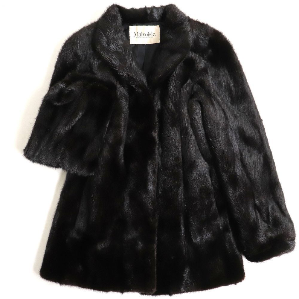 極美品▽Malvoisie MINK マルボワジー ミンク 本毛皮コート ダーク