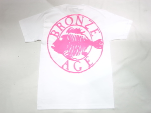 JB即決 BRONZE AGE ブロンズエイジ 限定ネオンカラーシリーズ ROUND ラウンド サークル フィッシュ Tシャツ 白xピンク Lサイズ 新品 USA