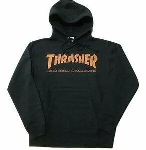 JB即決 THRASHER スラッシャー MAG LOGO マガジンロゴ プルオーバーフードスウェット パーカー 黒xオレンジ Mサイズ 新品