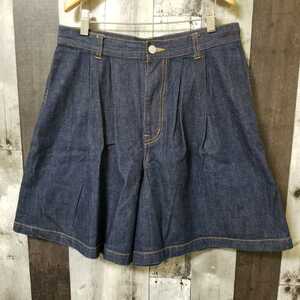 ZUCCa Zucca short pants Denim M size indigo tuck stretch lady's 