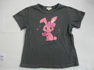 BE126【HUSHUSH・ハッシュアッシュ 】プリント　半袖　Ｔシャツ　女児　淡緑黒　120