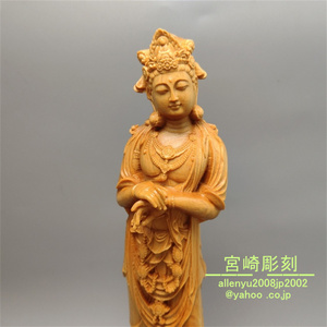 仏教美術 木彫 細密彫刻 観音像 置物 仏教 木工 工芸 立像