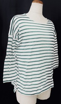 美品 SACRA サクラ トップス カットソー Tシャツ ロンT プルオーバー 七分袖 ボーダー ホワイト 白 グリーン 緑 サイドスナップ 38_画像4
